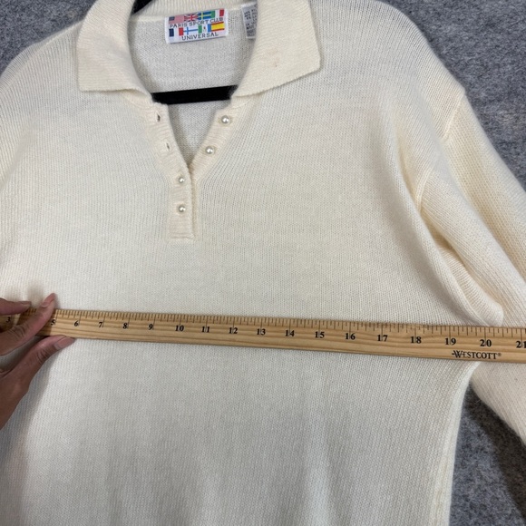 Vintage Paris Sport Club Cream Angora Lambswool Old Money Sweater Size Medium - Picture 7 of 14